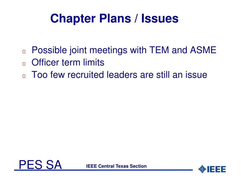 chapter plans issues