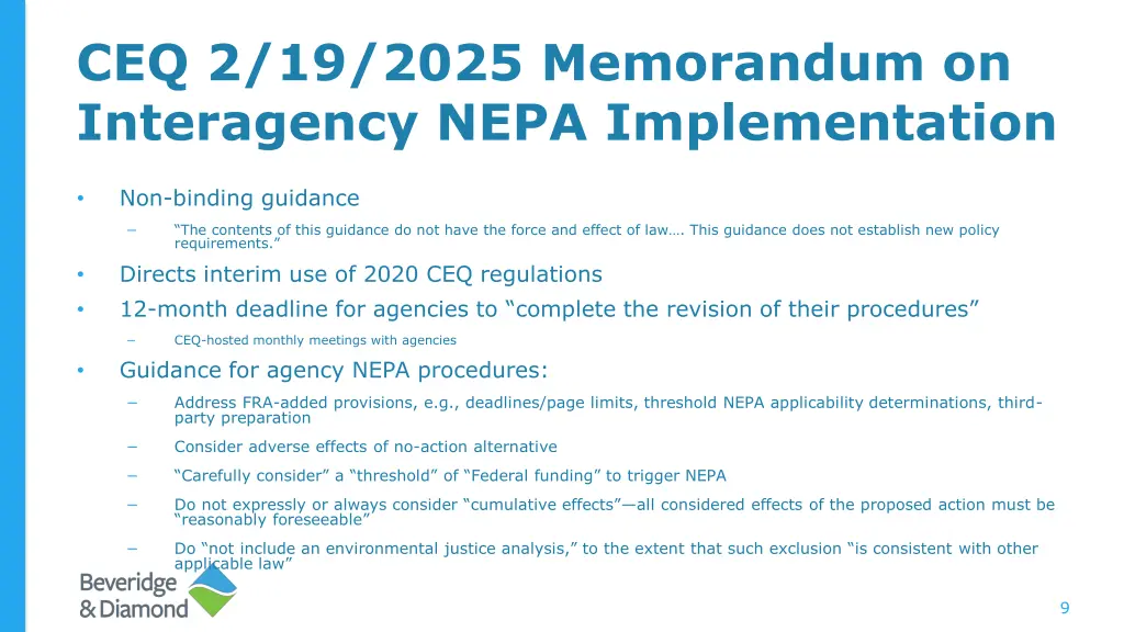 ceq 2 19 2025 memorandum on interagency nepa