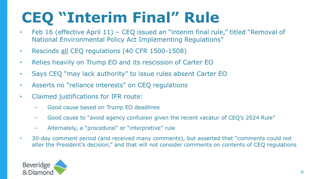 ceq interim final rule feb 16 effective april