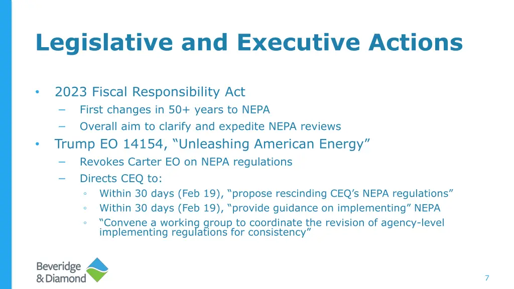 legislative and executive actions