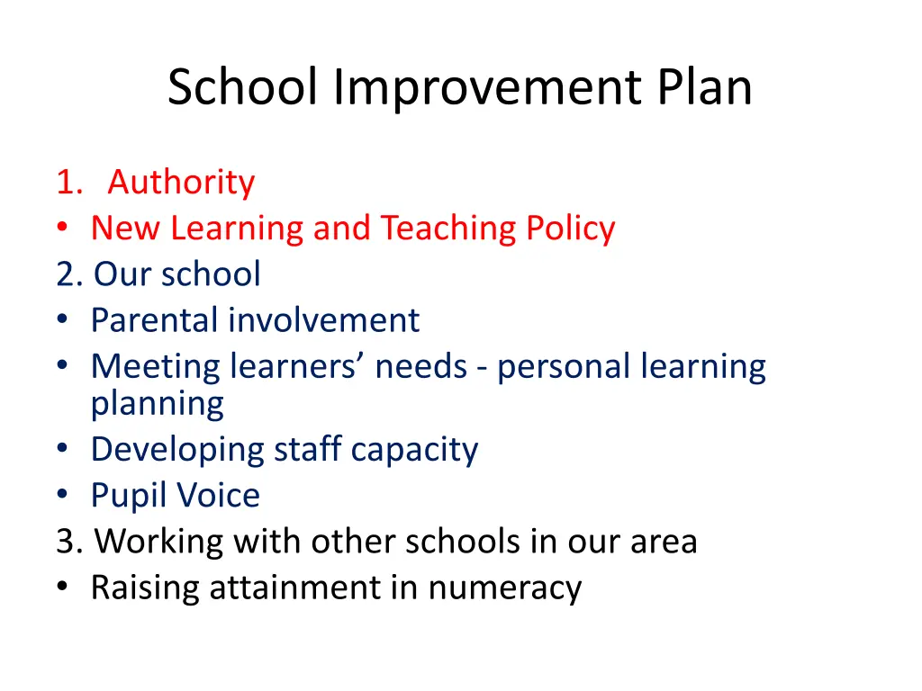 school improvement plan