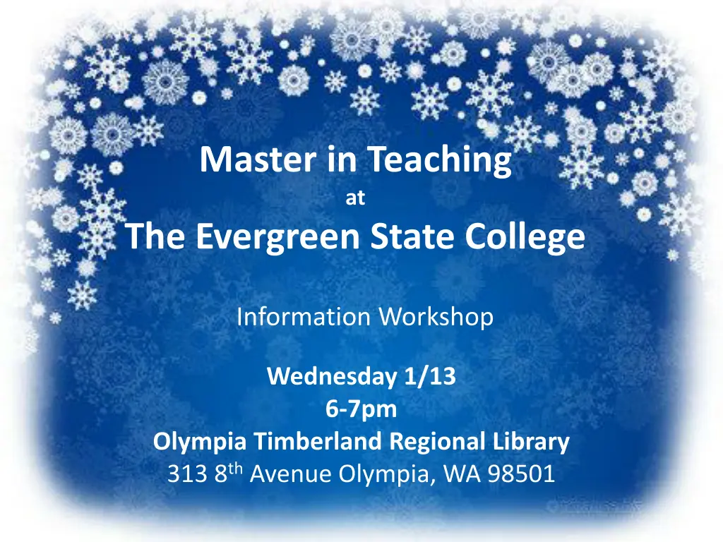 master in teaching at the evergreen state college