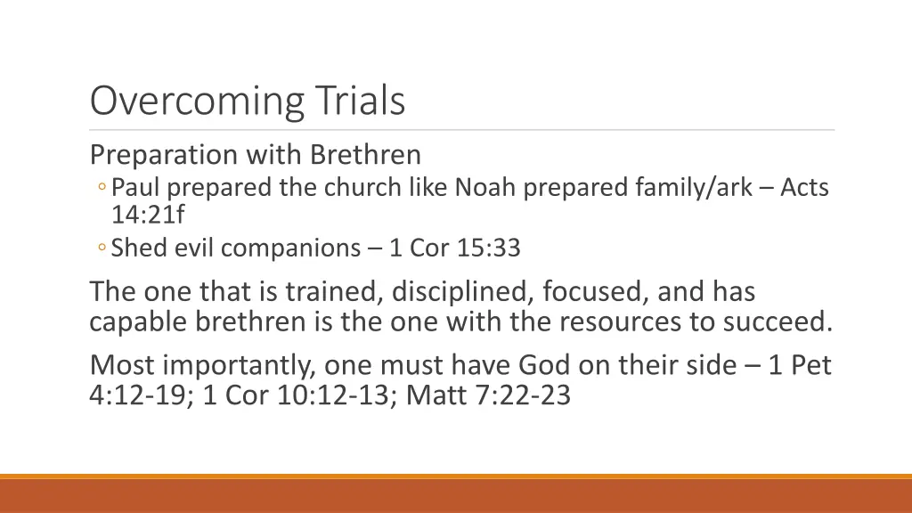 overcoming trials preparation with brethren paul