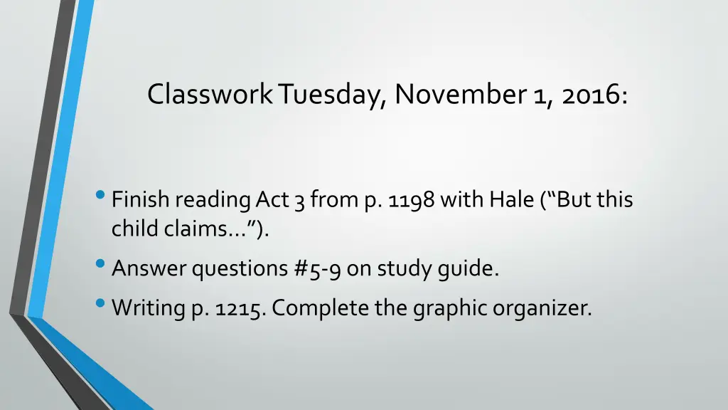 classwork tuesday november 1 2016