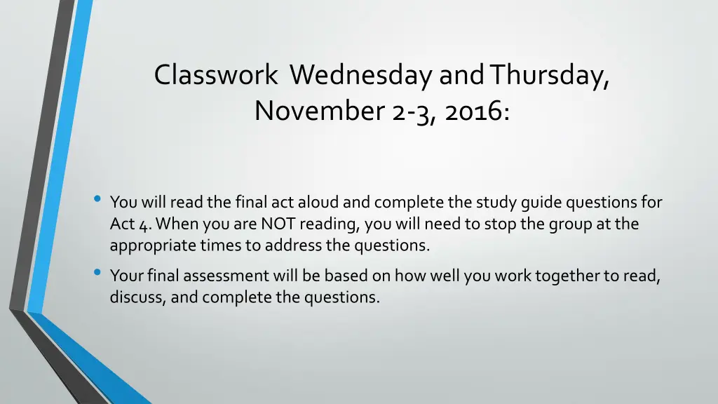classwork wednesday and thursday november 2 3 2016