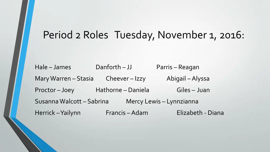 period 2 roles tuesday november 1 2016