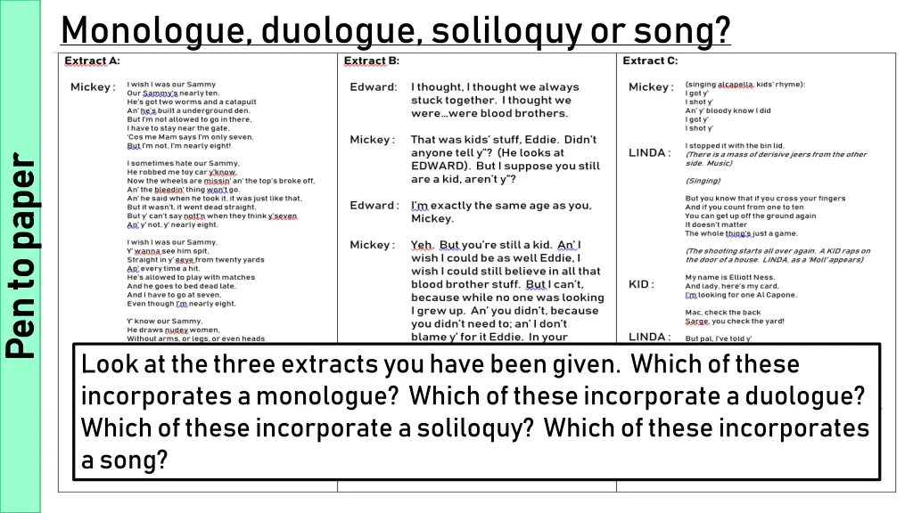 monologue duologue soliloquy or song