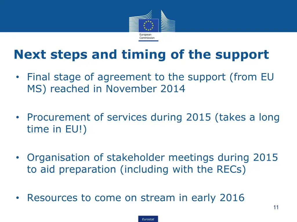 next steps and timing of the support