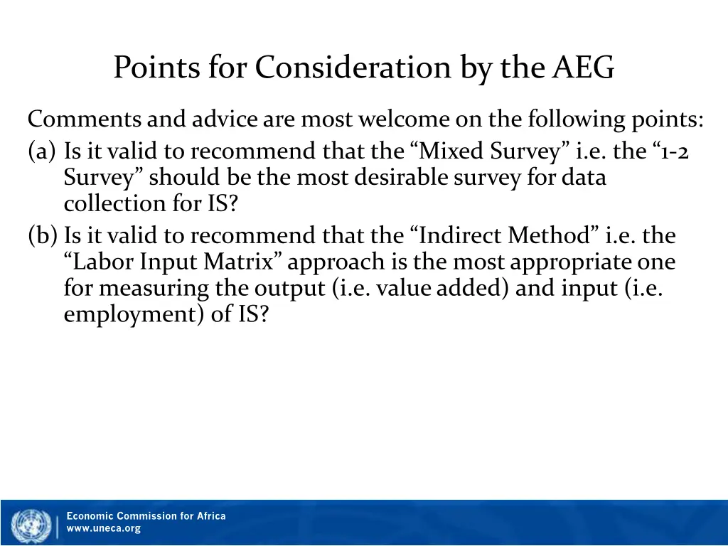 points for consideration by the aeg
