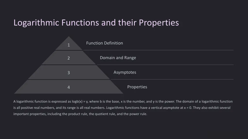 logarithmic functions and their properties