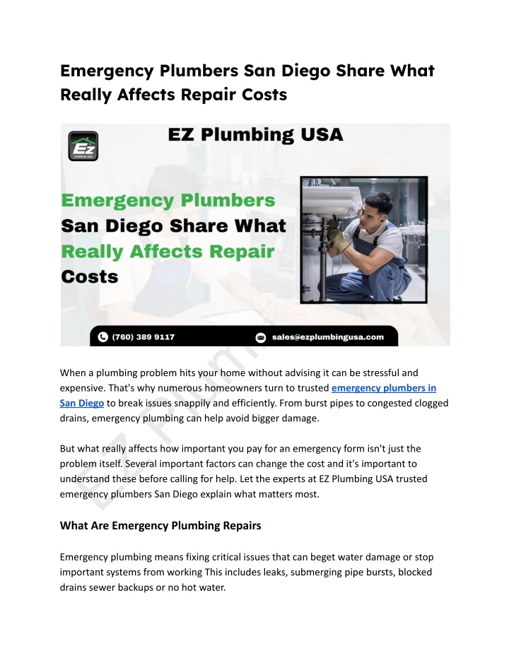 emergency plumbers san diego share what really