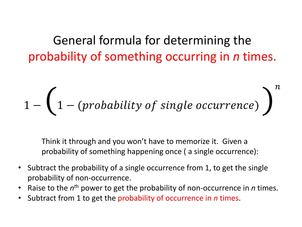 general formula for determining the probability