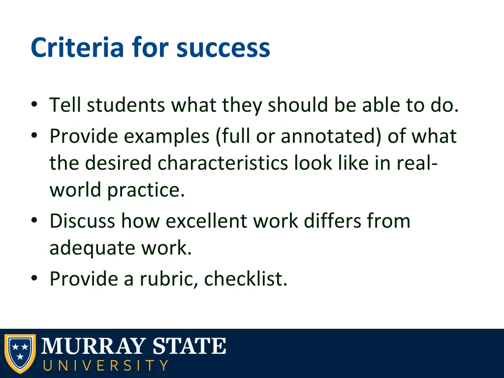 criteria for success