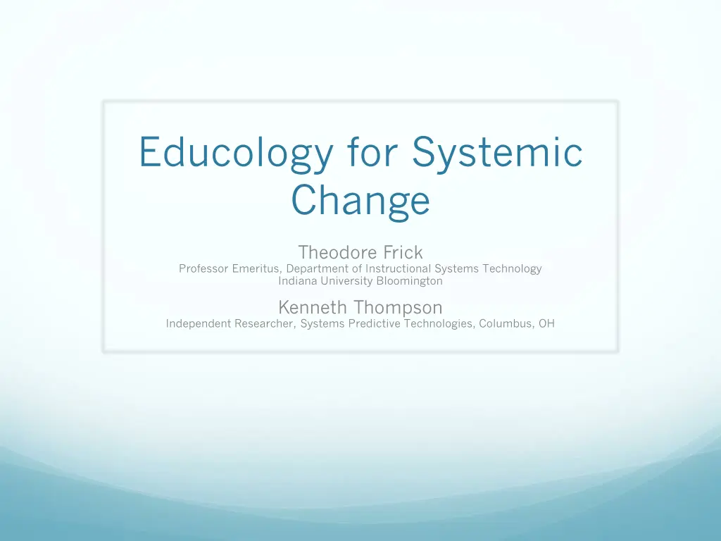 educology for systemic change