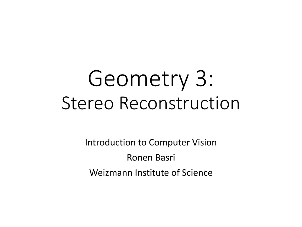 geometry 3 stereo reconstruction