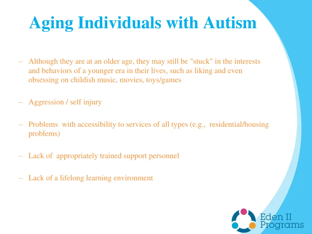 aging individuals with autism 1