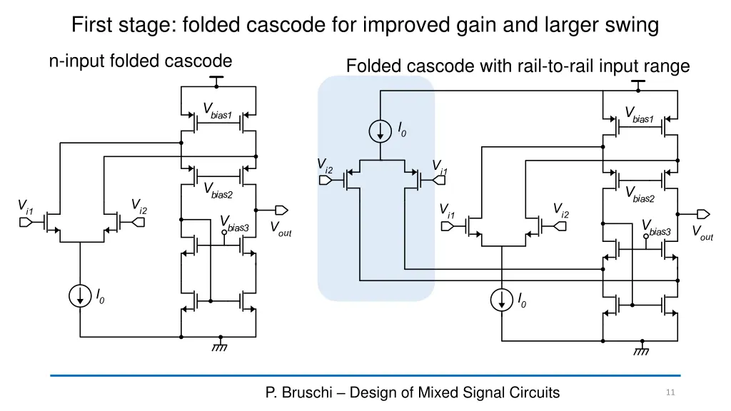 first stage folded cascode for improved gain