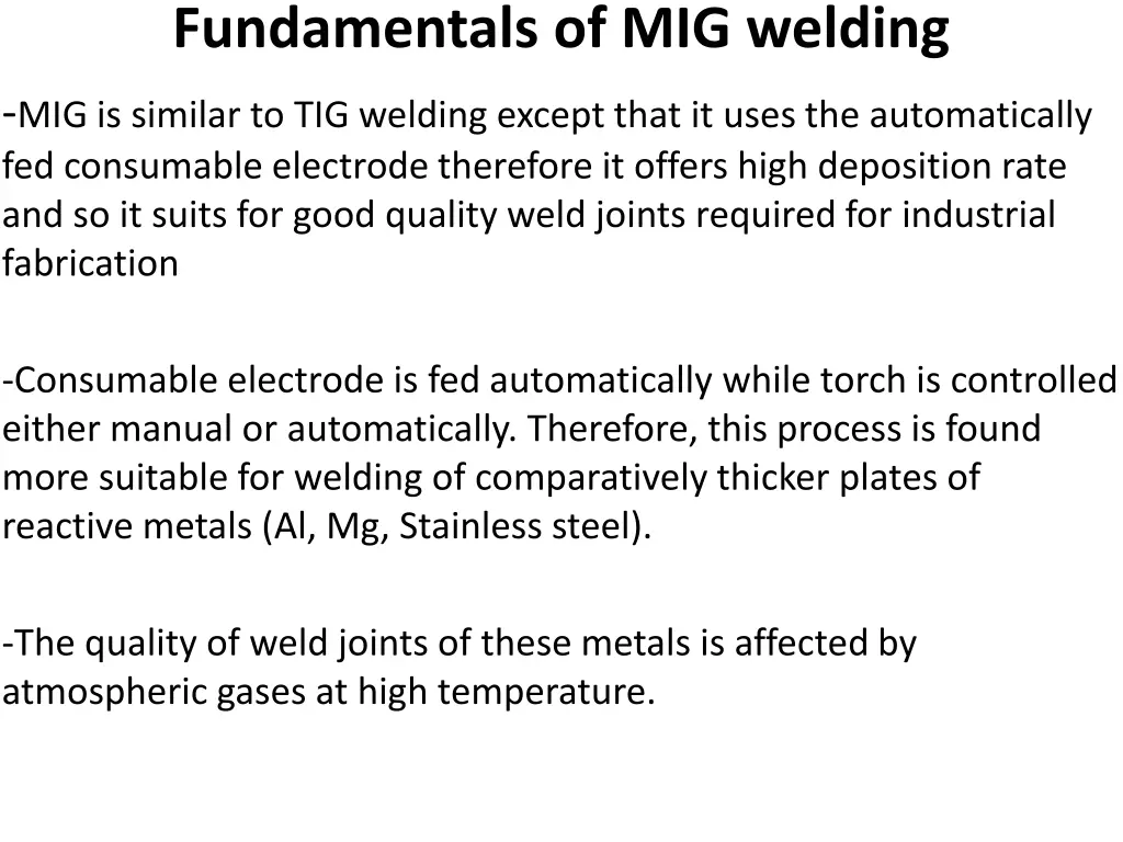 fundamentals of mig welding