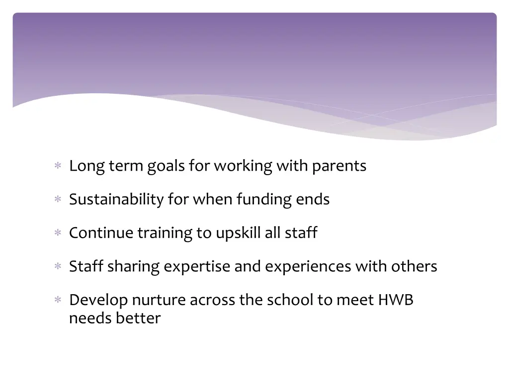 long term goals for working with parents