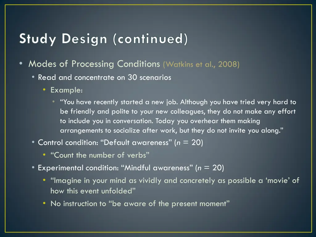 study design continued
