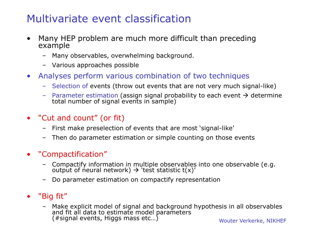 multivariate event classification