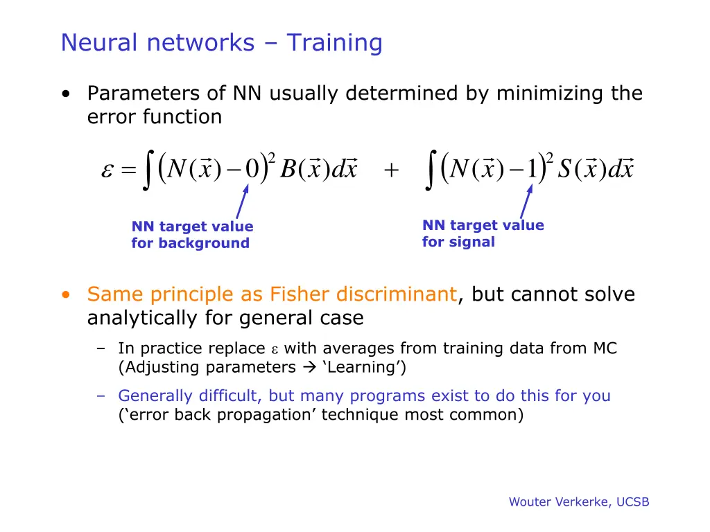 neural networks training