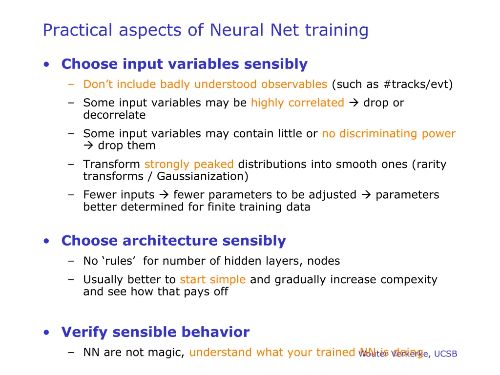 practical aspects of neural net training
