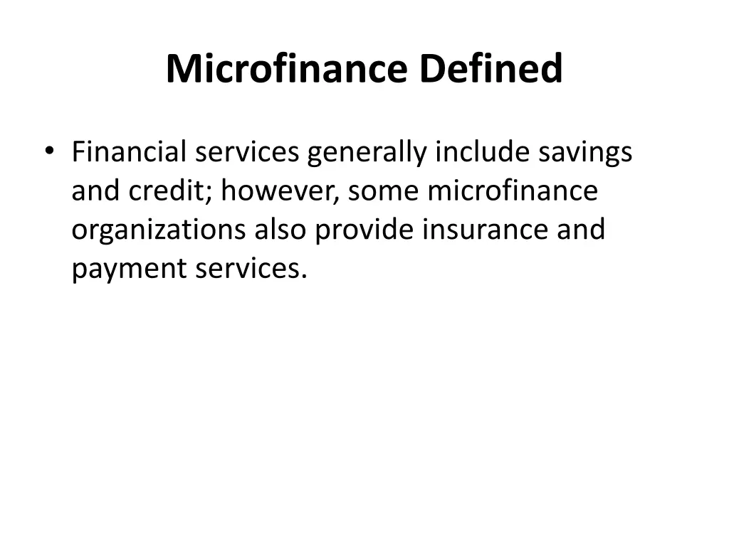microfinance defined 1