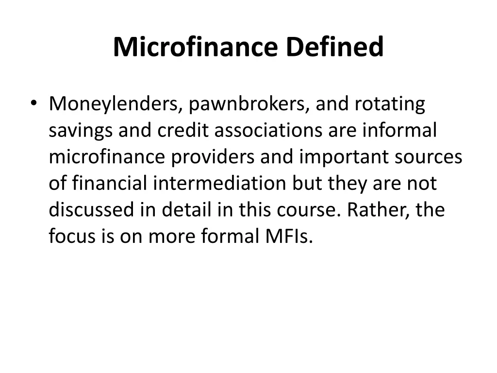 microfinance defined 10