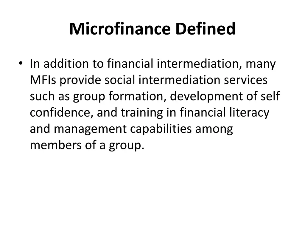 microfinance defined 2