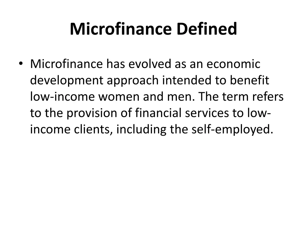 microfinance defined