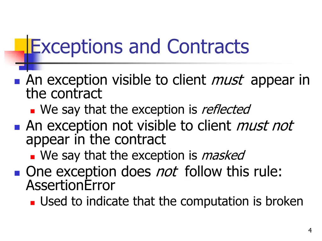 exceptions and contracts