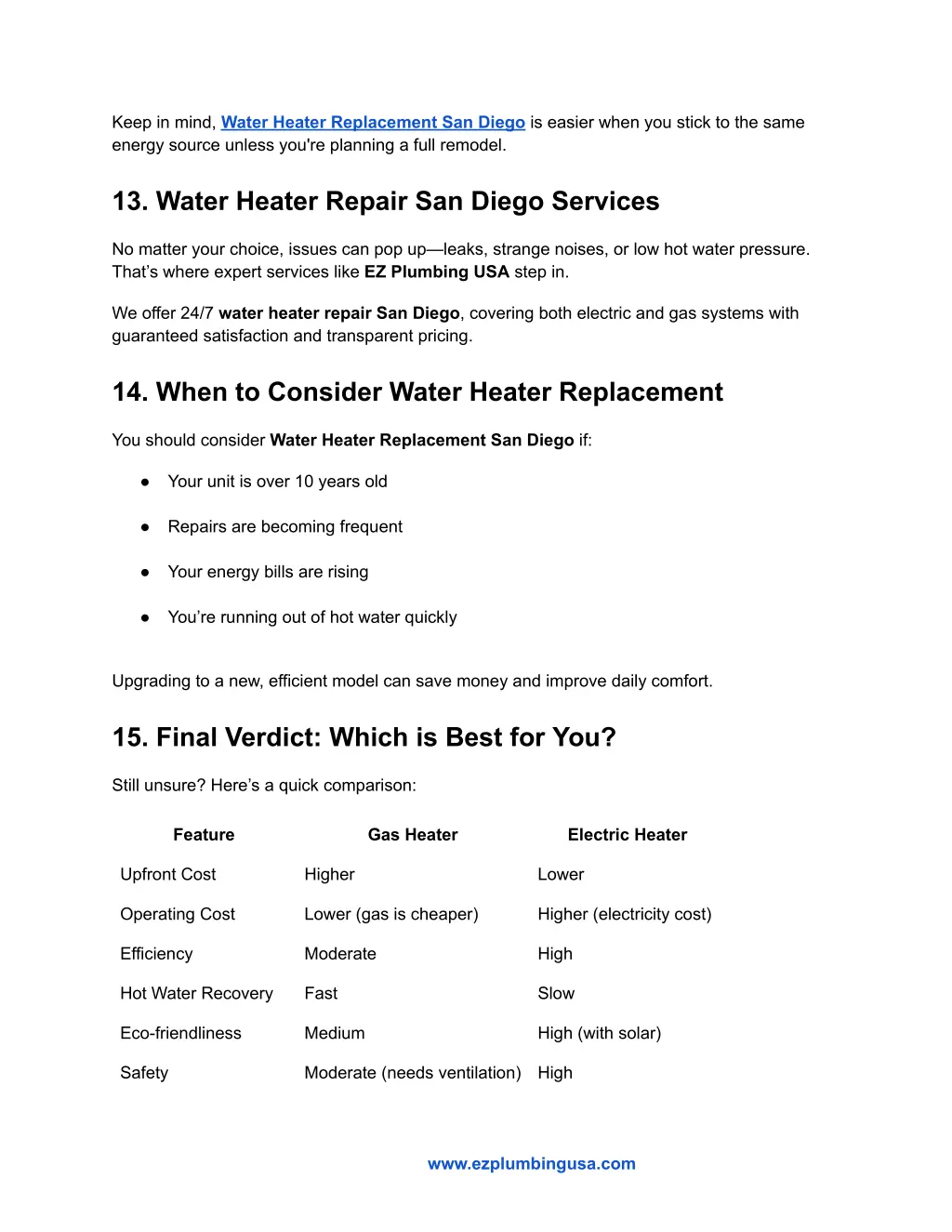 keep in mind water heater replacement san diego