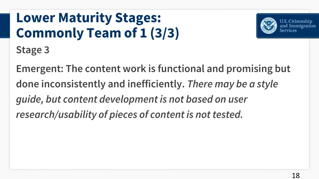 lower maturity stages commonly team 2