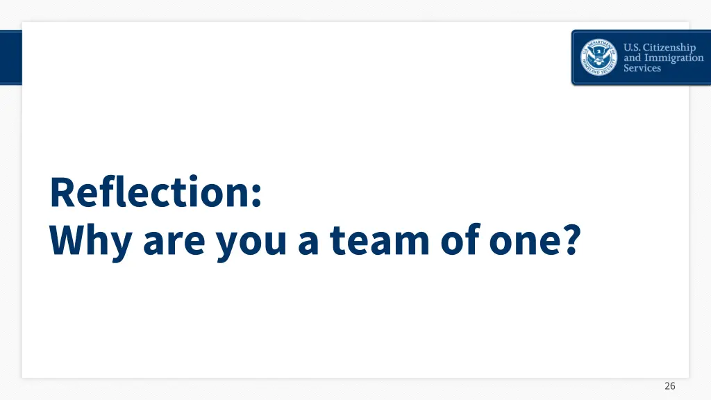 reflection why are you a team of one