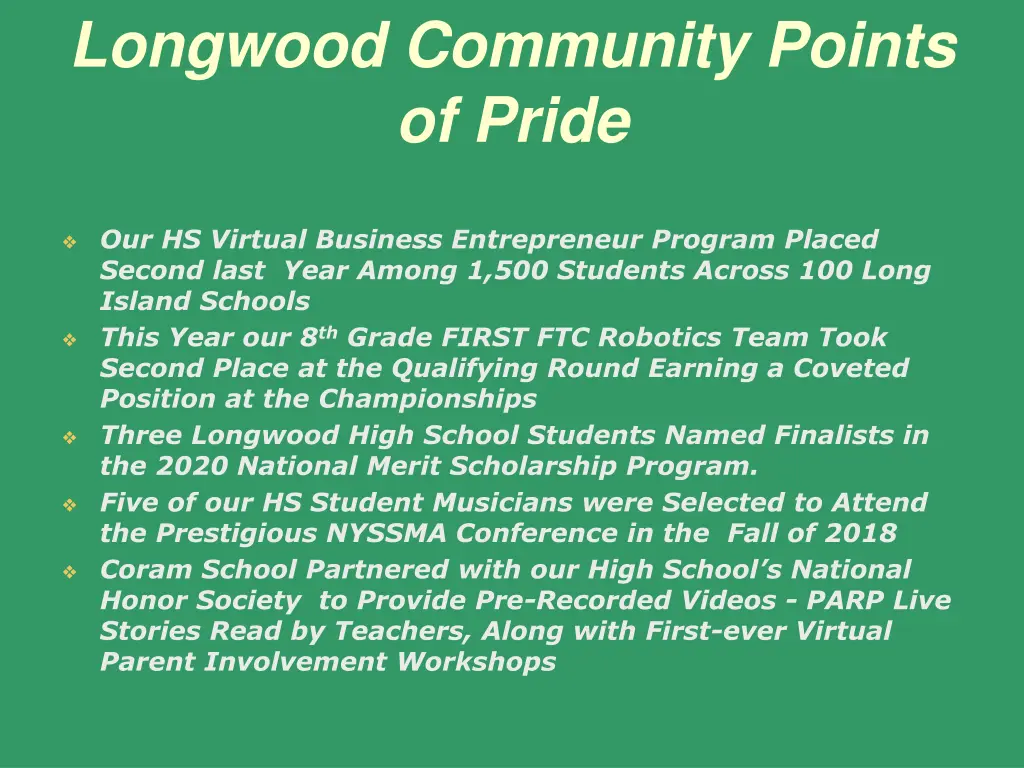 longwood community points of pride 1