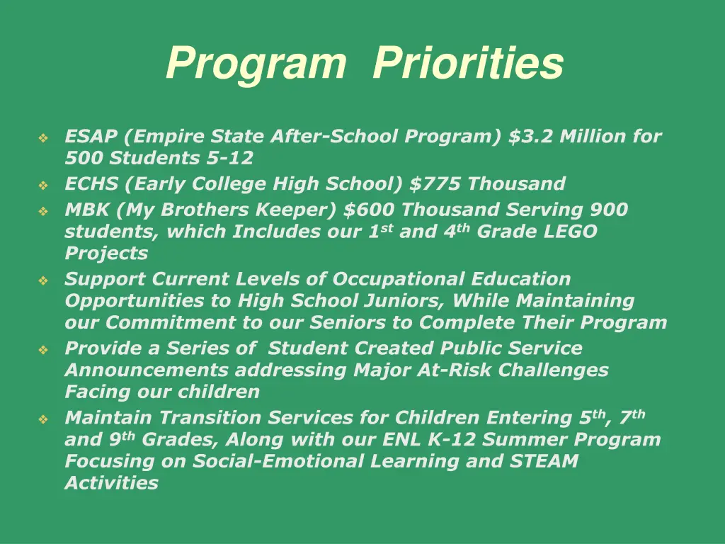 program priorities 1
