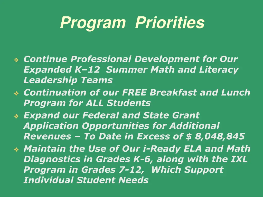program priorities