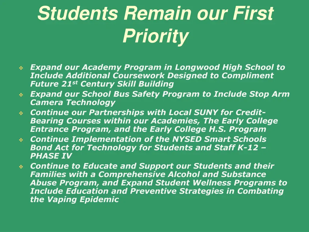 students remain our first priority 1