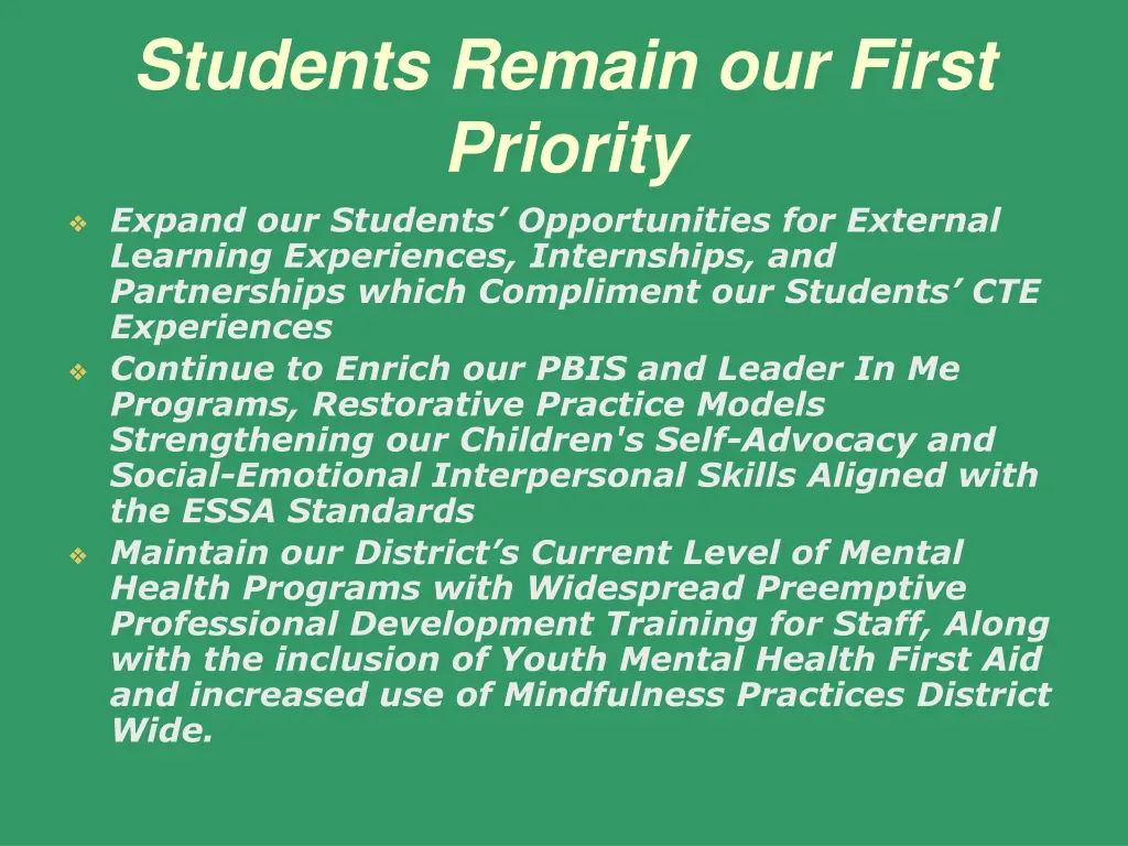students remain our first priority expand