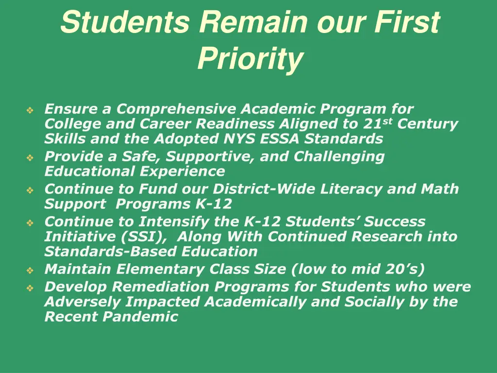 students remain our first priority