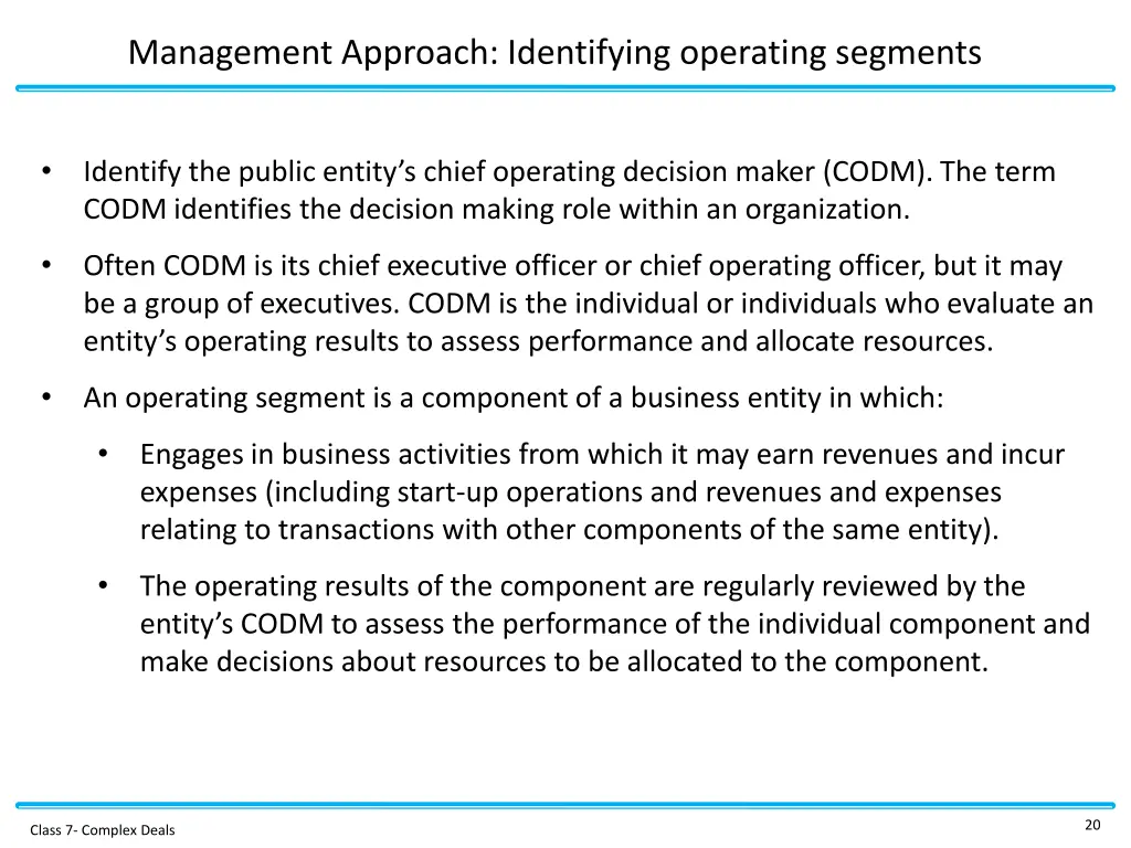 management approach identifying operating segments