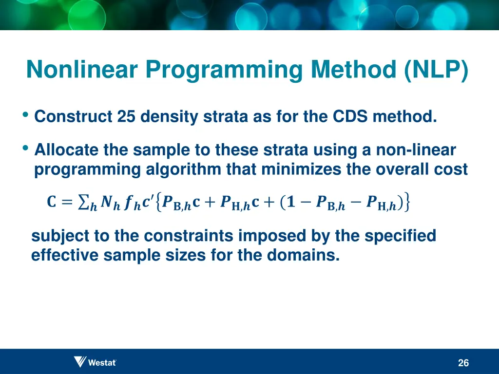 nonlinear programming method nlp