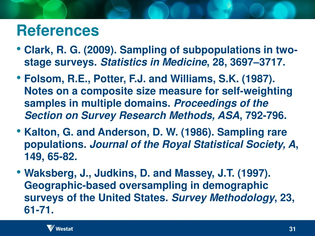 references clark r g 2009 sampling