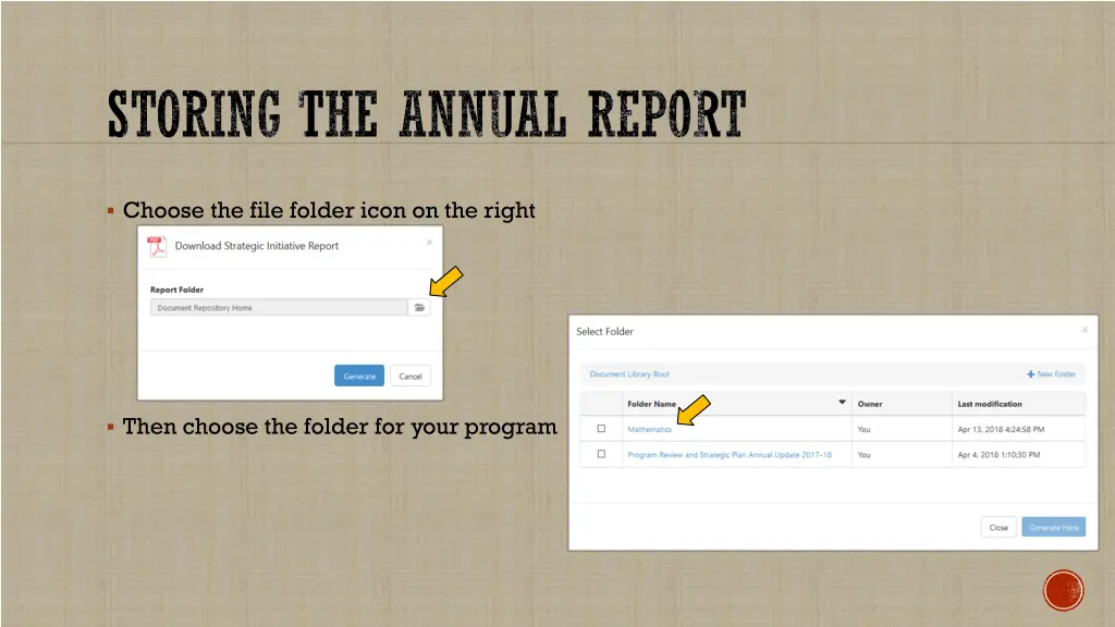 storing the annual report