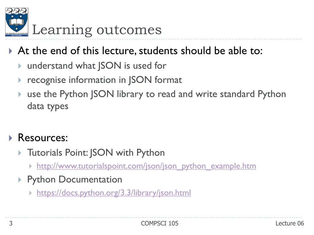 learning outcomes