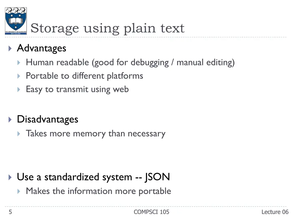 storage using plain text