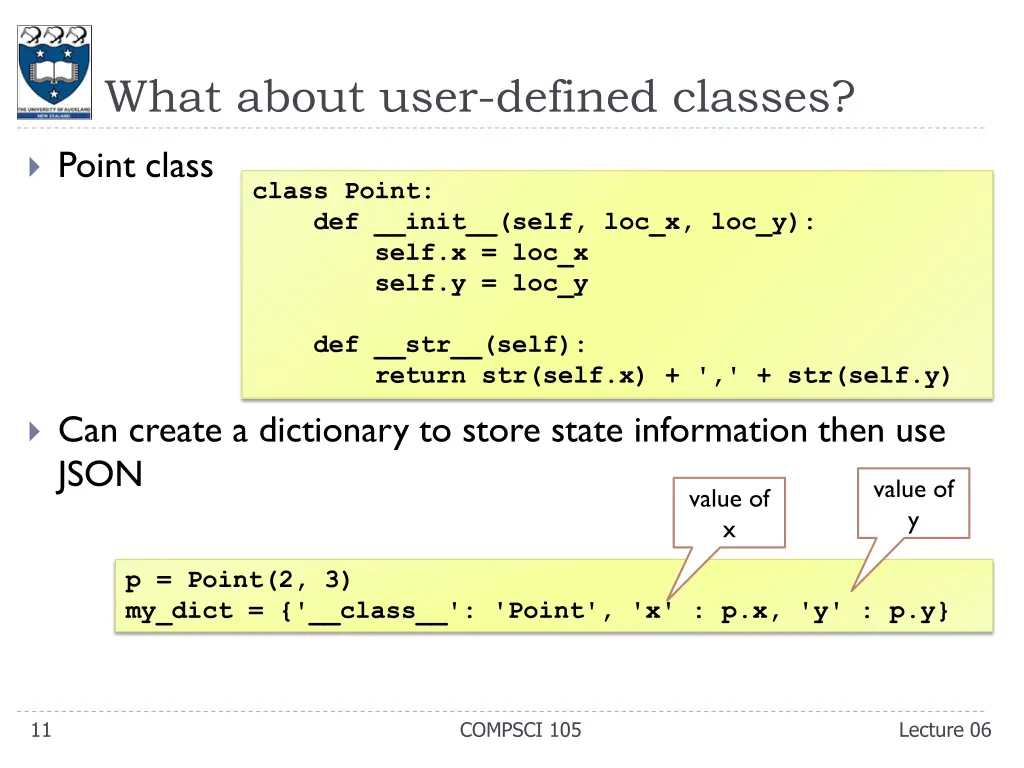 what about user defined classes