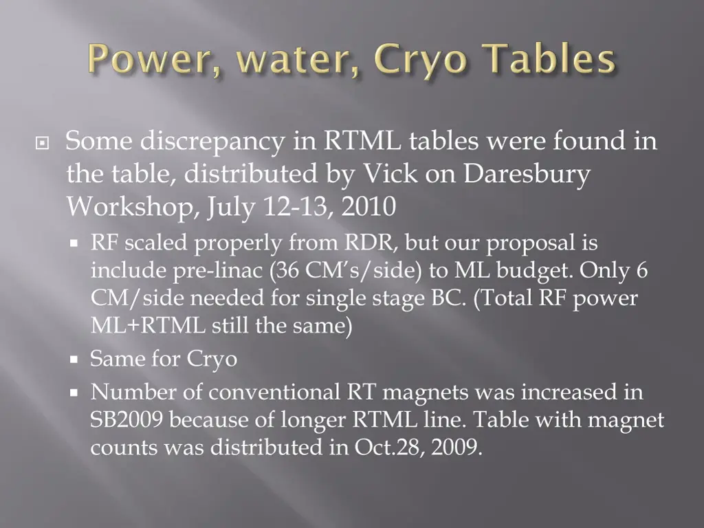 some discrepancy in rtml tables were found