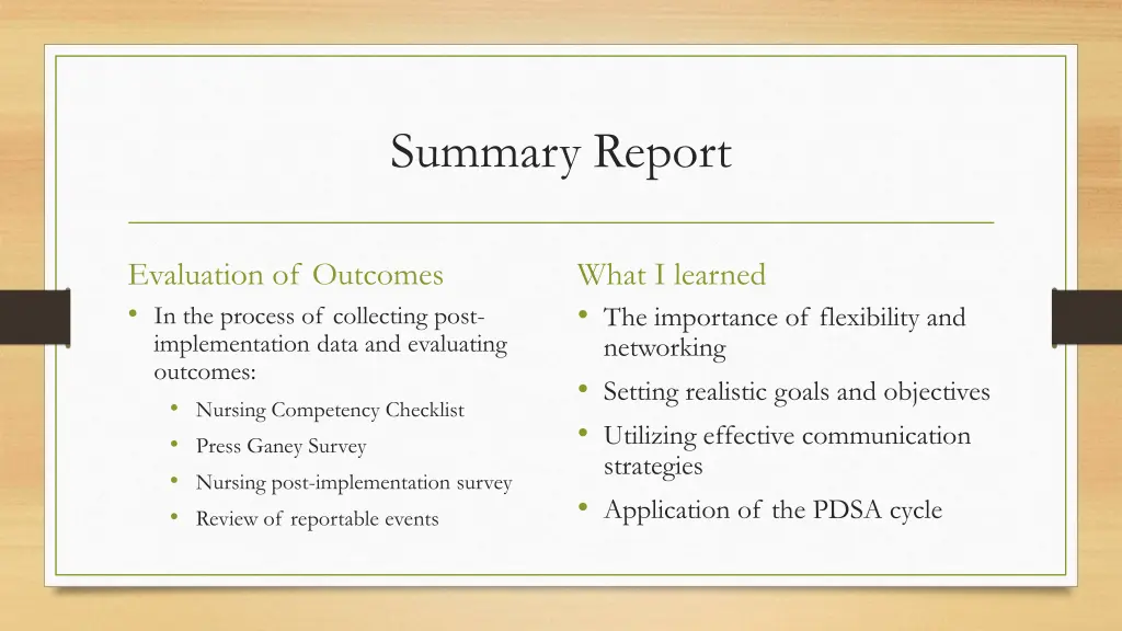 summary report